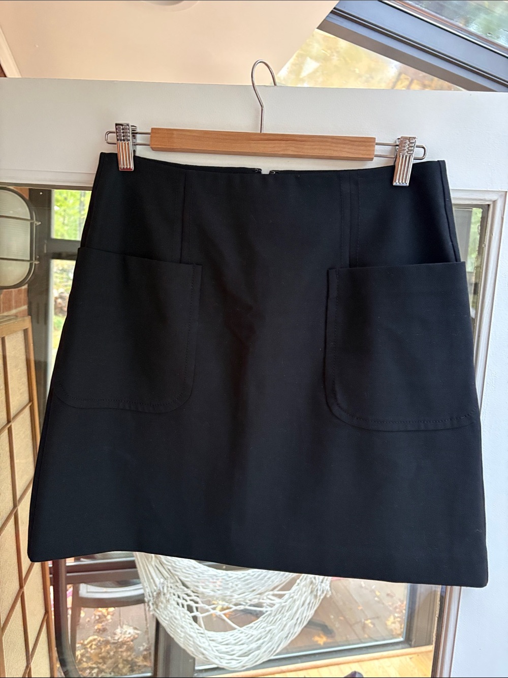 LOFT Black Mini Skirt with Front Patch Pockets